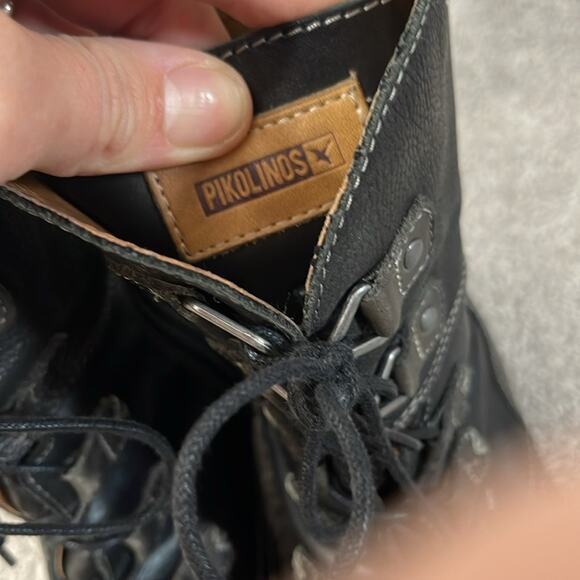 PIKOLINOS Black Leather Lace Up Combat Style Boots Size 10 - Picture 2 of 10